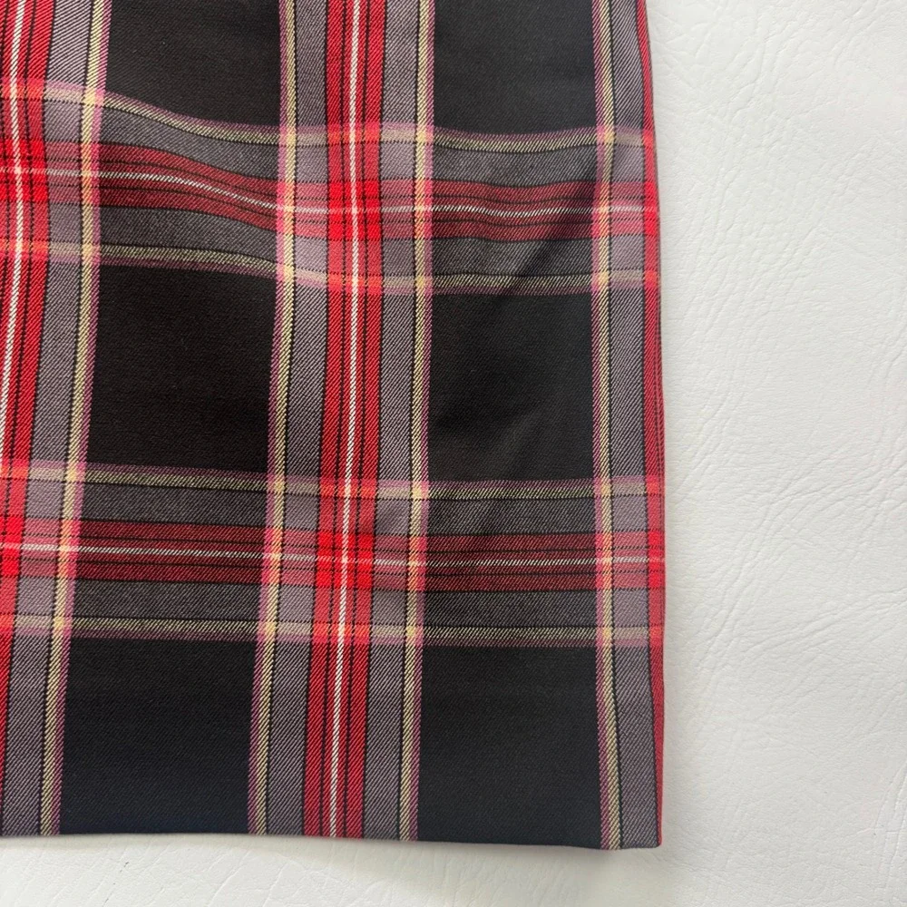 Ann Taylor Womens Red Black Plaid Sleeveless Shift Dress Career Size 10